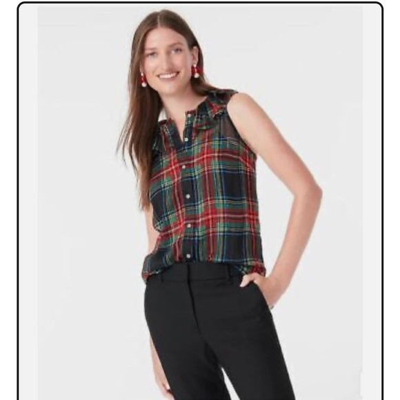JCrew plaid sleeveless shirt - Picture 1 of 7